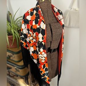 🍊 Vintage 70’s Orange Mod Fringe shawl scarf
